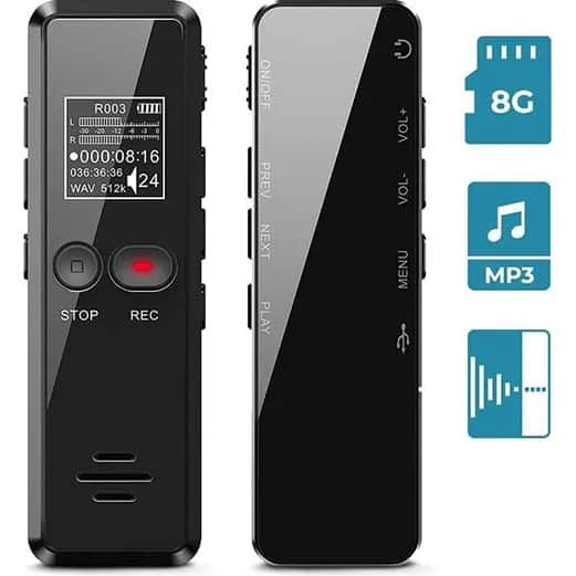 LifeGoods Digital Voice Recorder – USB Rechargeable – 8GB Internal Storage