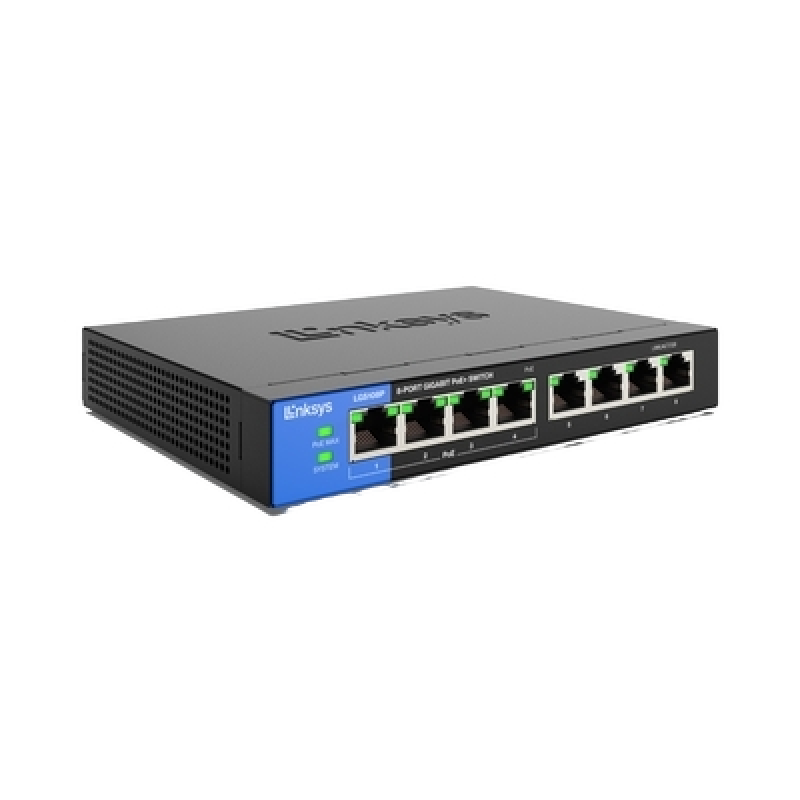 Linksys 8-Port Business Desktop Gigabit PoE+ Switch | LGS108P-EU