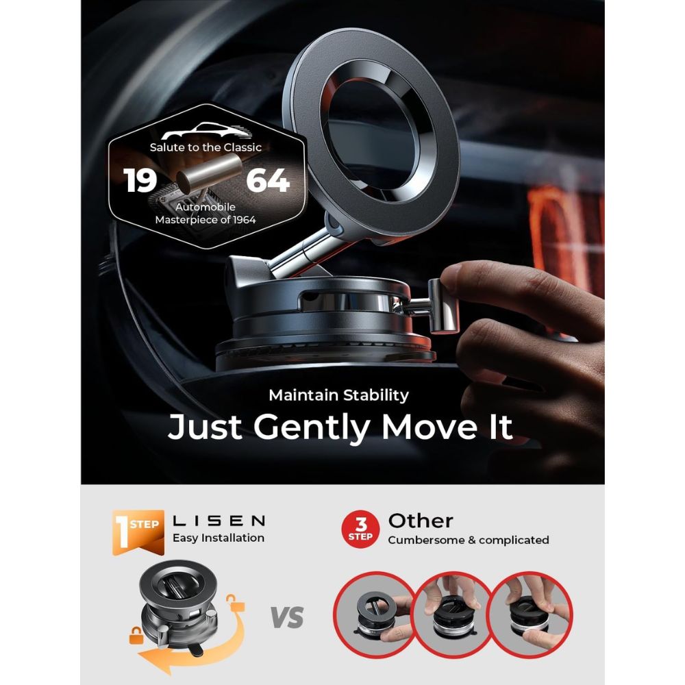 LISEN A608 Magnetic Phone Holder | Black