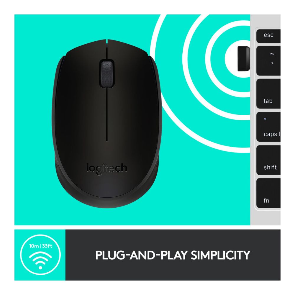 Logitech M170 Wireless Mouse (Black)