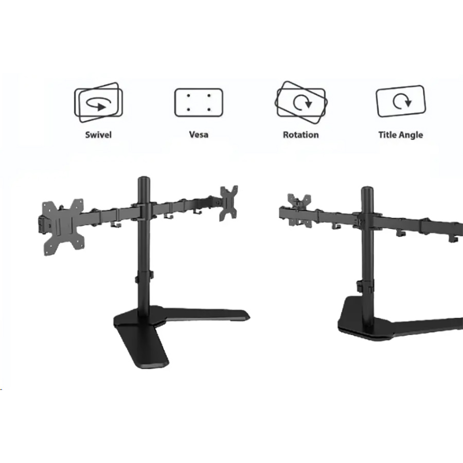 M042 Dual Desk Monitor Mount supports up to 32″