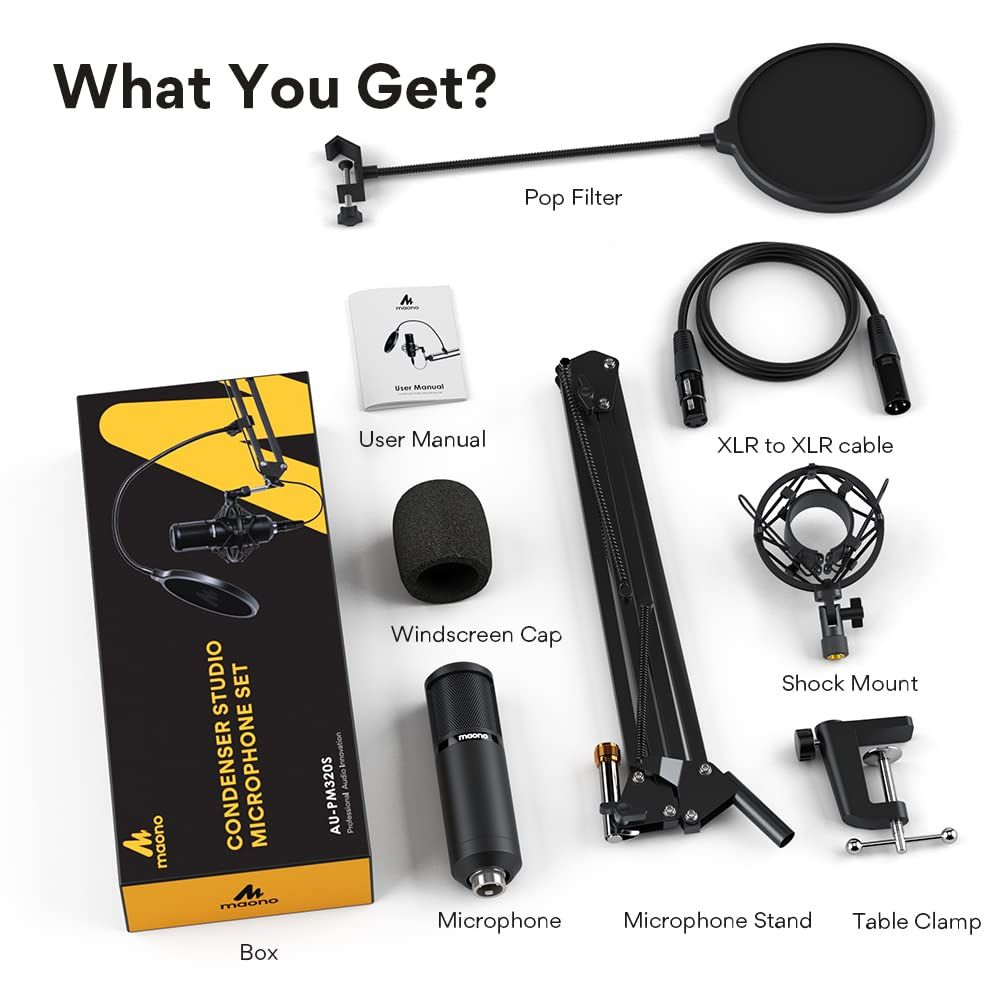 MAONO AU-PM320 Professional XLR Condenser Microphone Kit