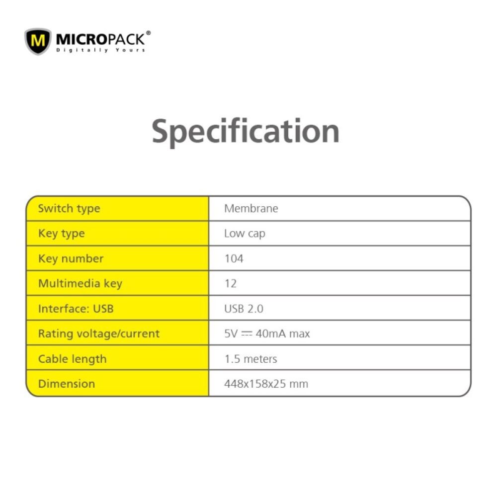 Micropack K206 Wired Keyboard Silent