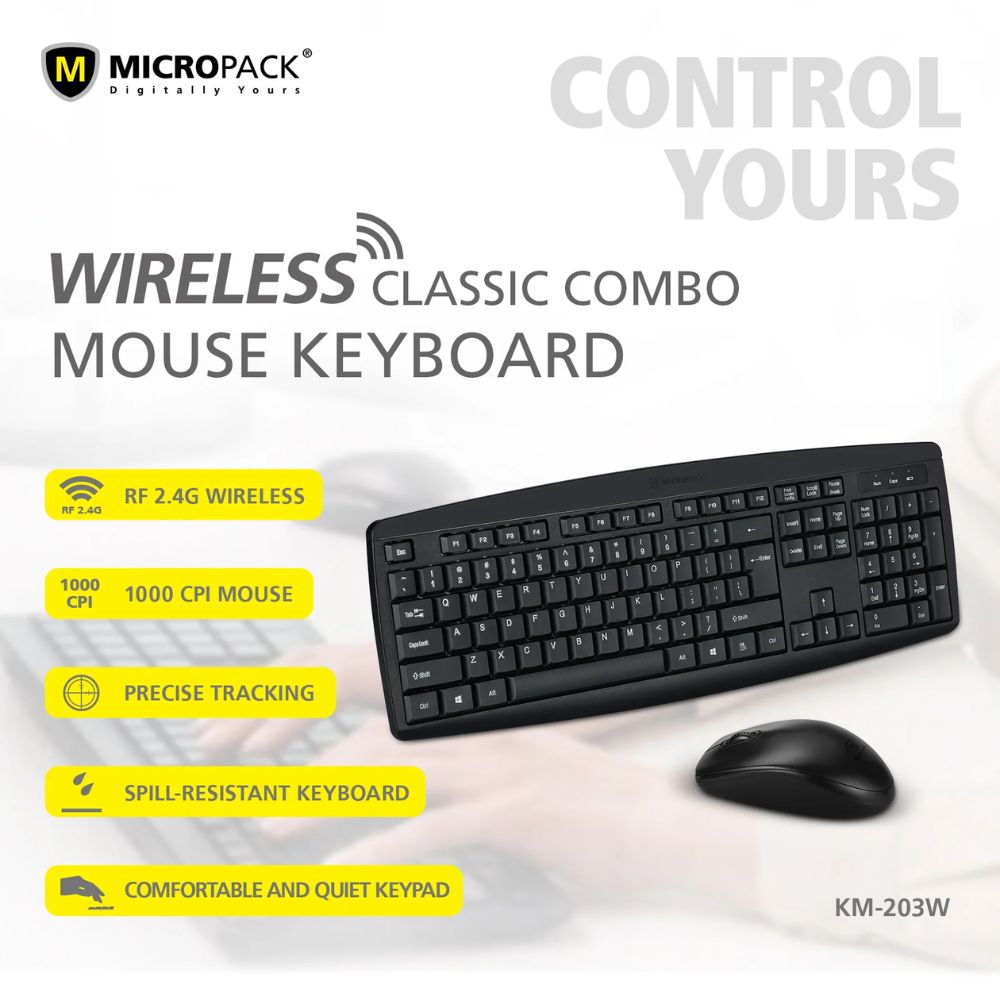 Micropack KM-203W Wireless Keyboard and Mouse Combo