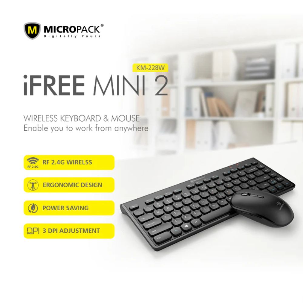 Micropack KM-228W USB-A Slim Wireless Mouse and Keyboard Combo