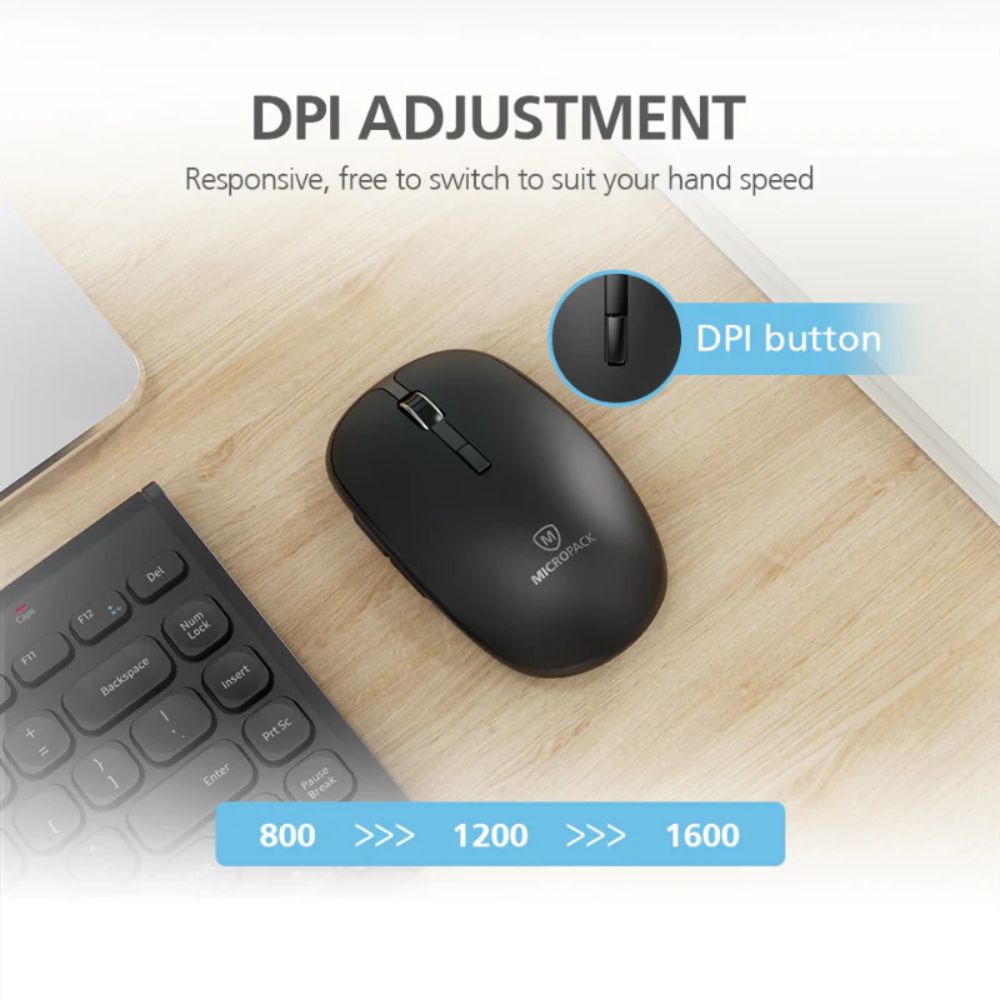 Micropack KM-228W USB-A Slim Wireless Mouse and Keyboard Combo