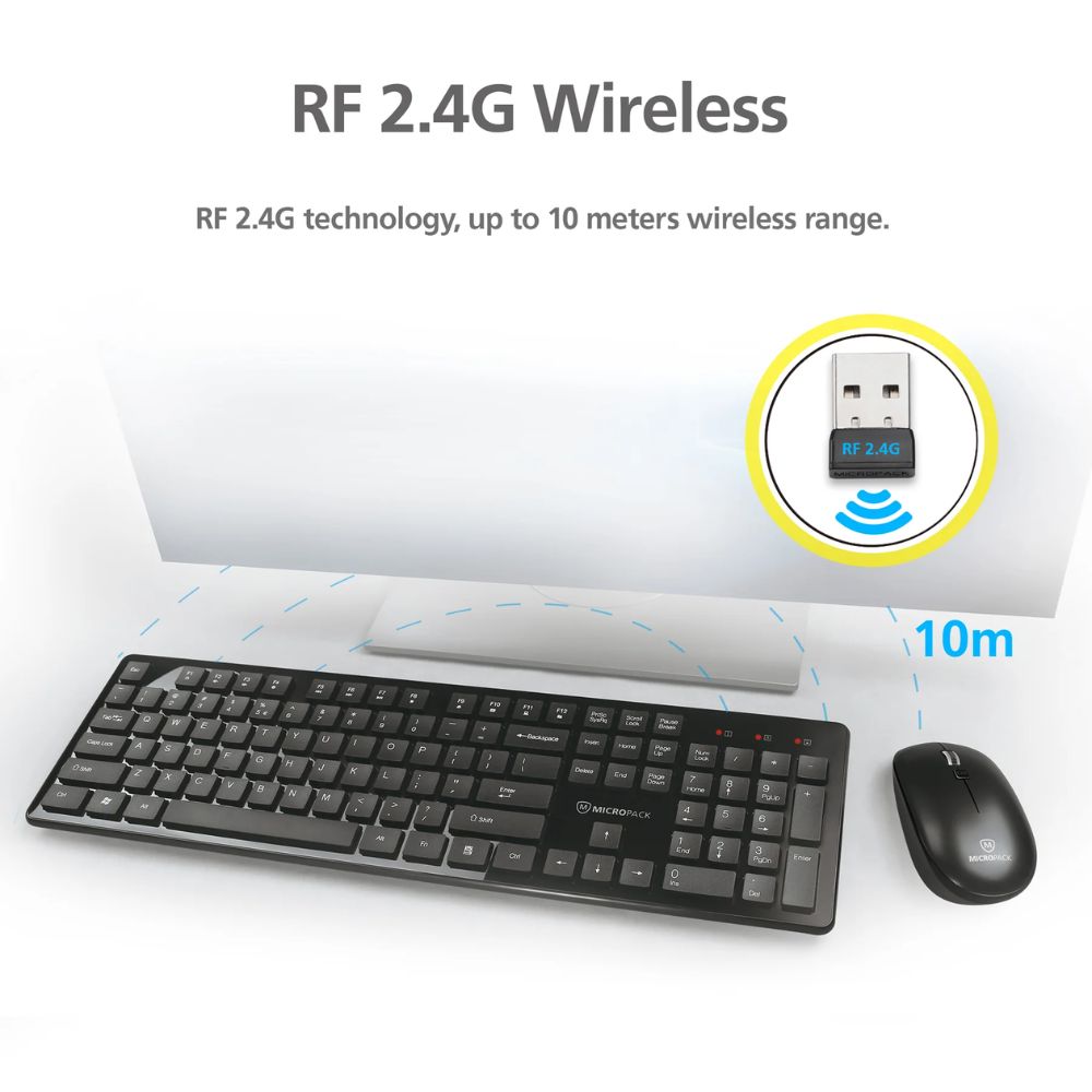 Micropack KM-236W Wireless Mouse and Keyboard Combo – Black