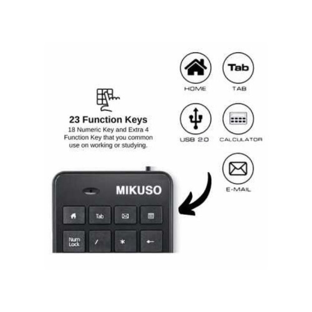 Mikuso KB-047U USB Mini Numeric Keypad Wired