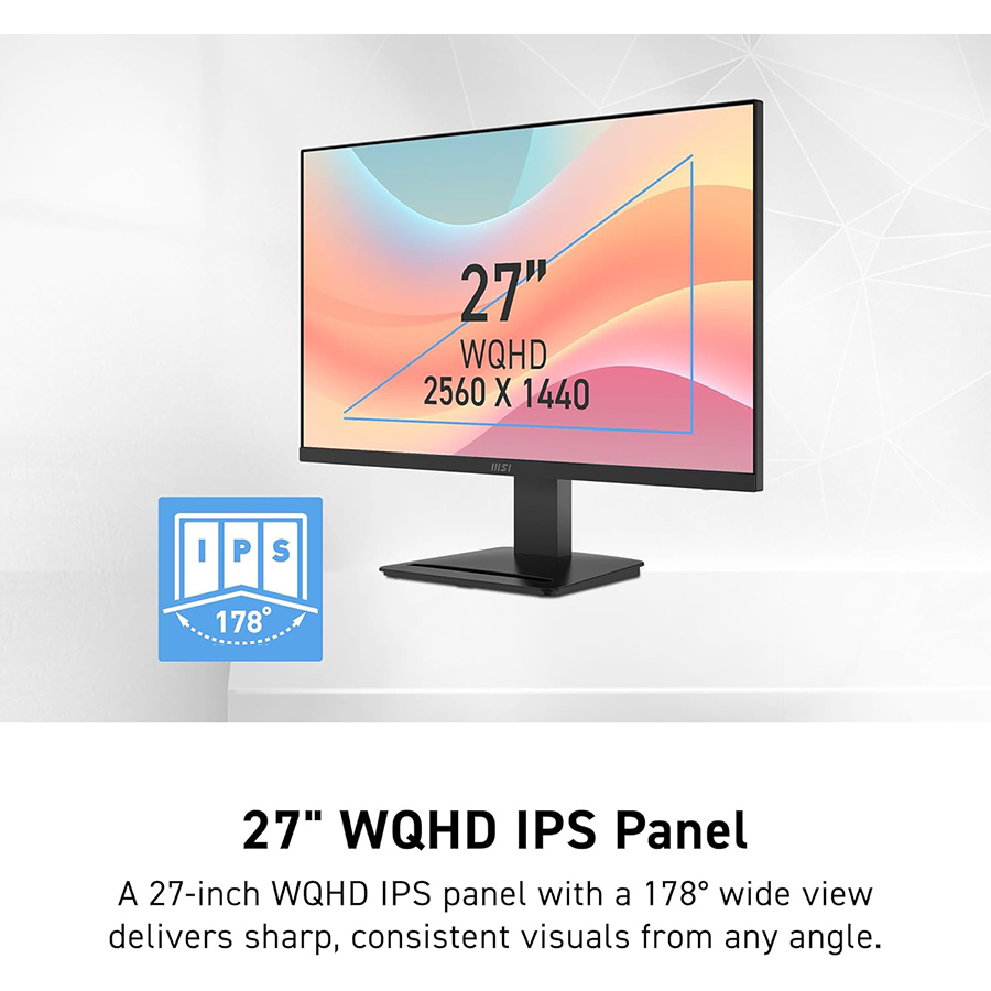 MSI Pro MP273Q E7 27″ QHD IPS Business Productivity Monitor
