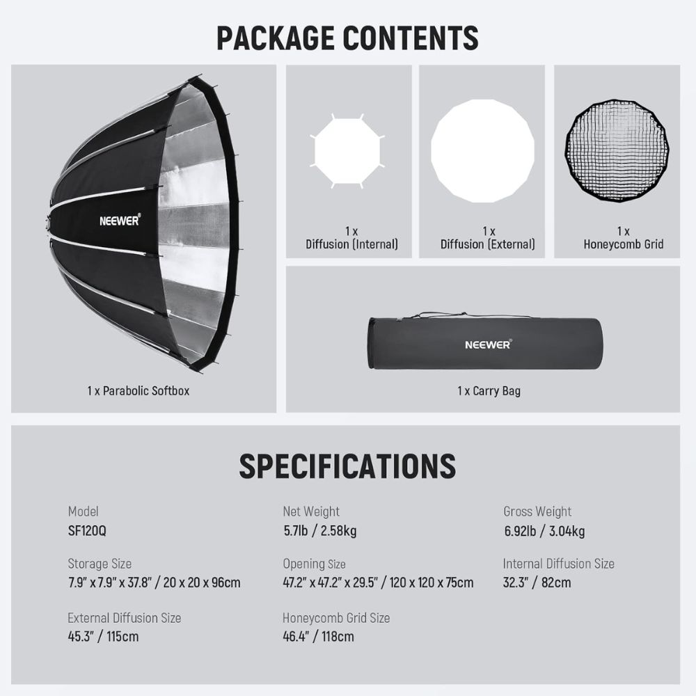 NEEWER 120cm Parabolic Softbox