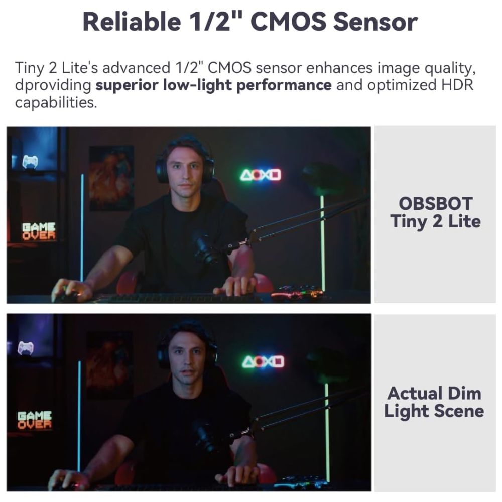 Obsbot Tiny 2 Lite Webcam AI-Powered 4K UHD