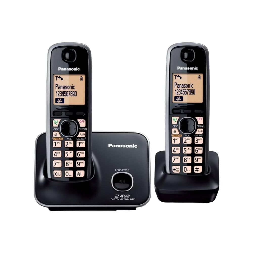 Panasonic KX-TG3712 2.4GHz Cordless Phone – Dual Handset System – Black
