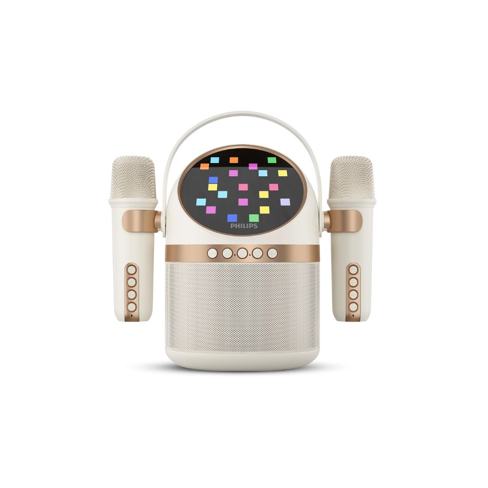Philips TAS2509WT – Wireless Karaoke Speaker – 2 Wireless Mics – 15H Battery – White