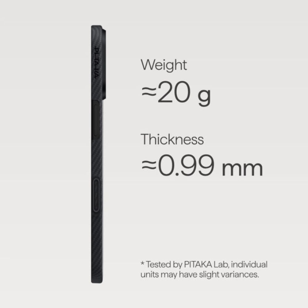 PITAKA iPhone 17 Edge Case (600D Black/Grey-Twill)