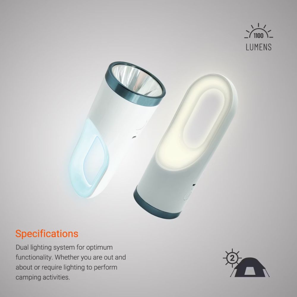 Porodo 2 in 1 Multi-Function Outdoor FlashLight
