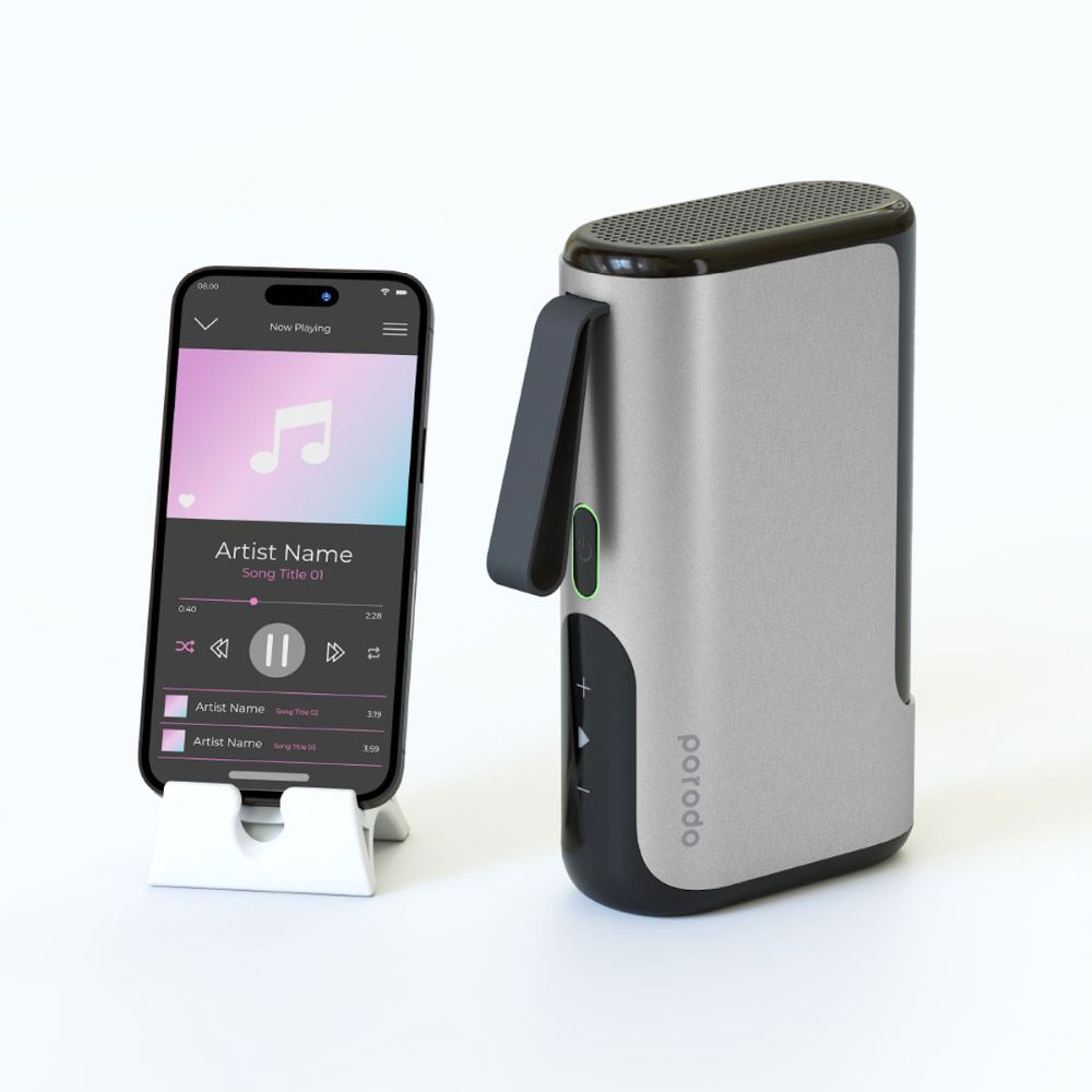 Porodo 3-in-1 – 10000mAh Power Bank Speaker With Built-in Phone Holder