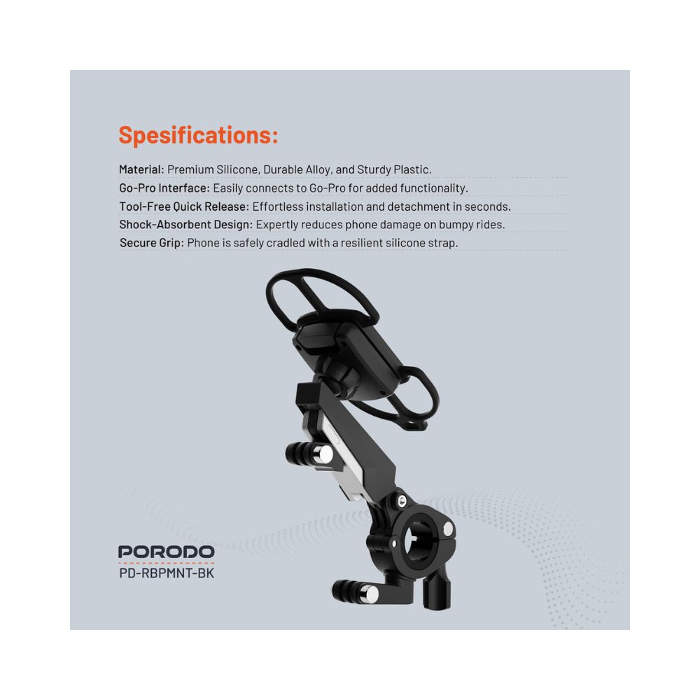 Porodo 360° Rotatable Bike Phone Mount