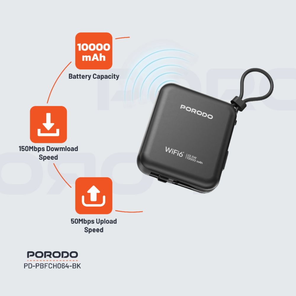 Porodo 4G LTE WiFi 6 Pocket Router