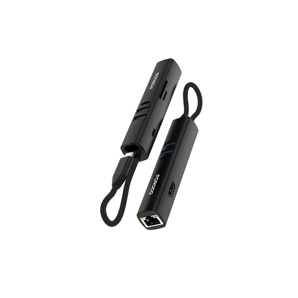 Porodo 8-In-1 Multi-Port USB Hub with 5Gbps Transfer Speed