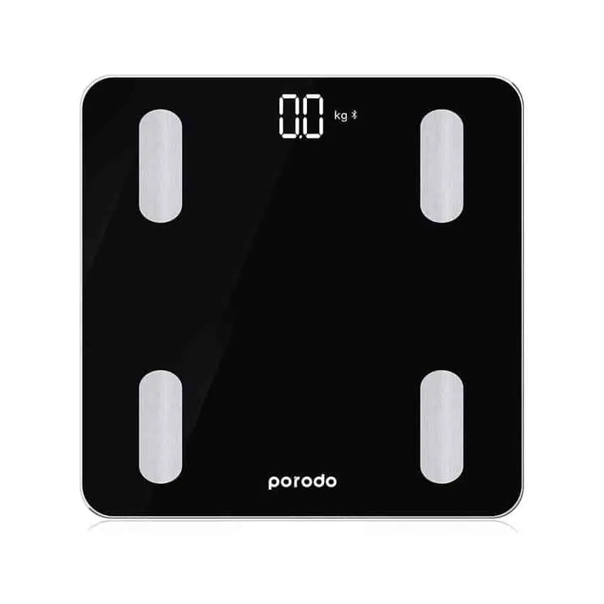 Porodo Digital Weight Scale, Lifestyle Smart Bluetooth Full Body Fat Scale, Works with Bluetooth on iOS and Android – Black