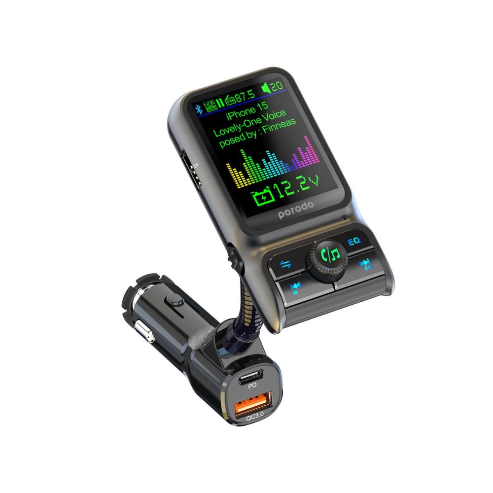 Porodo Dual Port Car Charger FM Transmitter PD 36W QC 18W