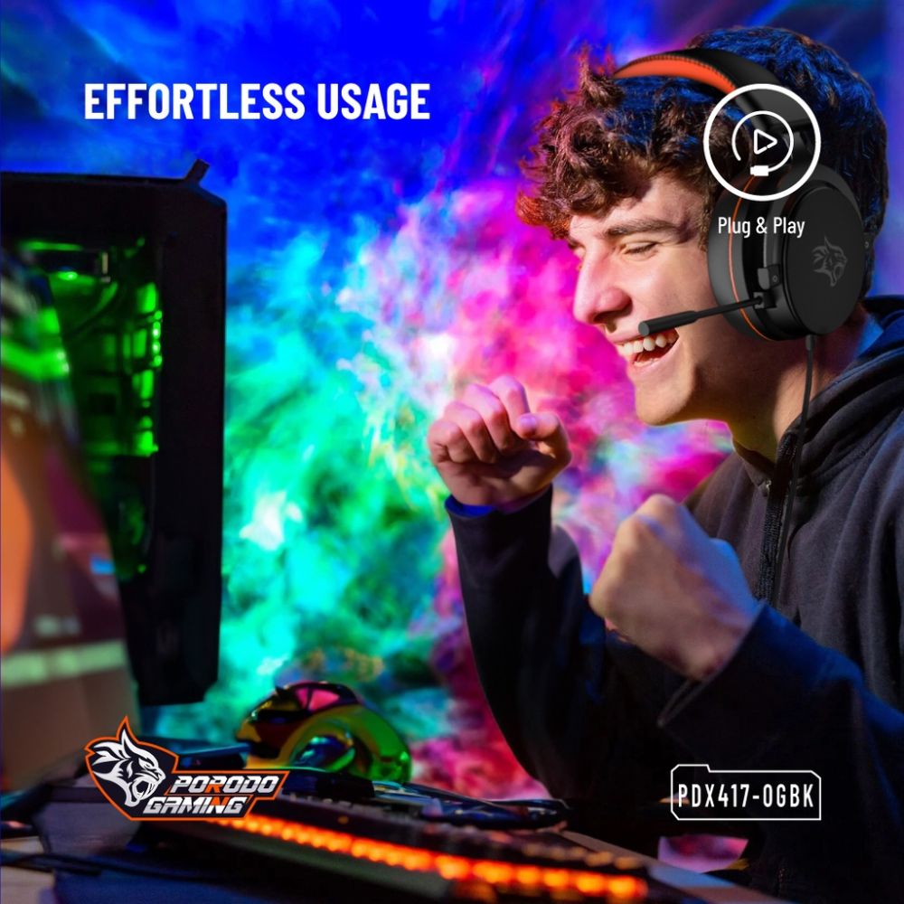 Porodo Gaming PC RGB ENC Gaming Headphones – PDX417-OGBK