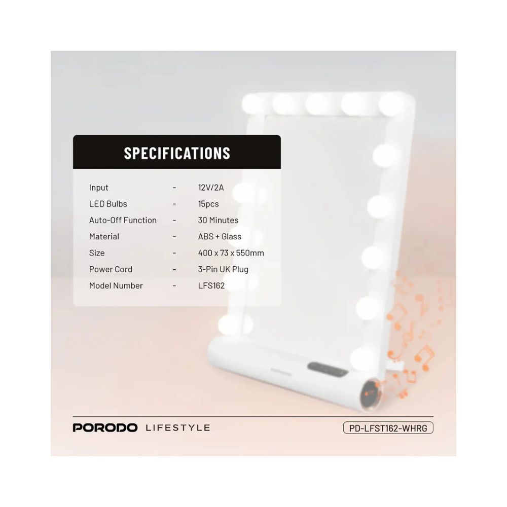 Porodo Lifestyle Hollywood Vanity Lighted Mirror