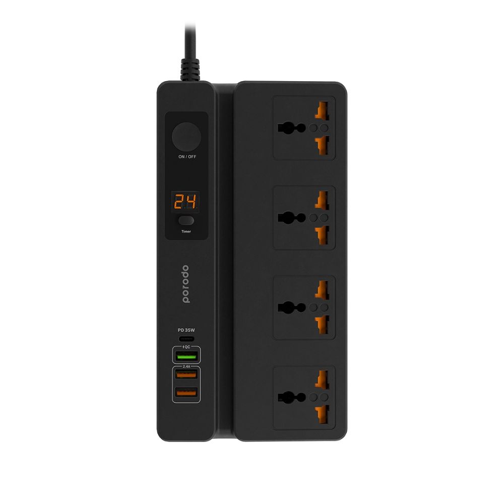 Porodo Multi-Function Socket with Phone Stand and Digital Timer