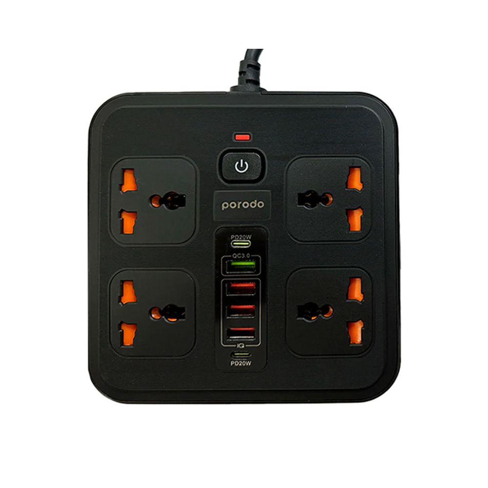 Porodo Multi-Port Super Hub 2 USB-C / 4 USB-A Universal AC Sockets