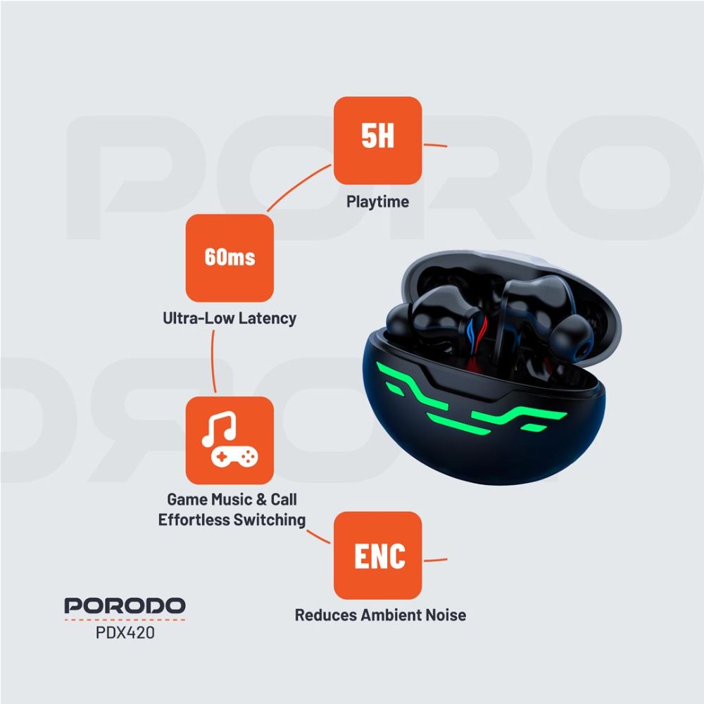 Porodo PDX420 Gaming Ultra Low-Latency Earbuds