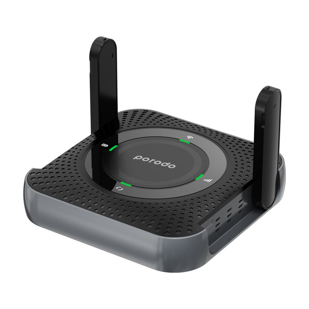 Porodo portable CPE MiFi 3G/4G Wireless Router 4000mAh – Black/Grey
