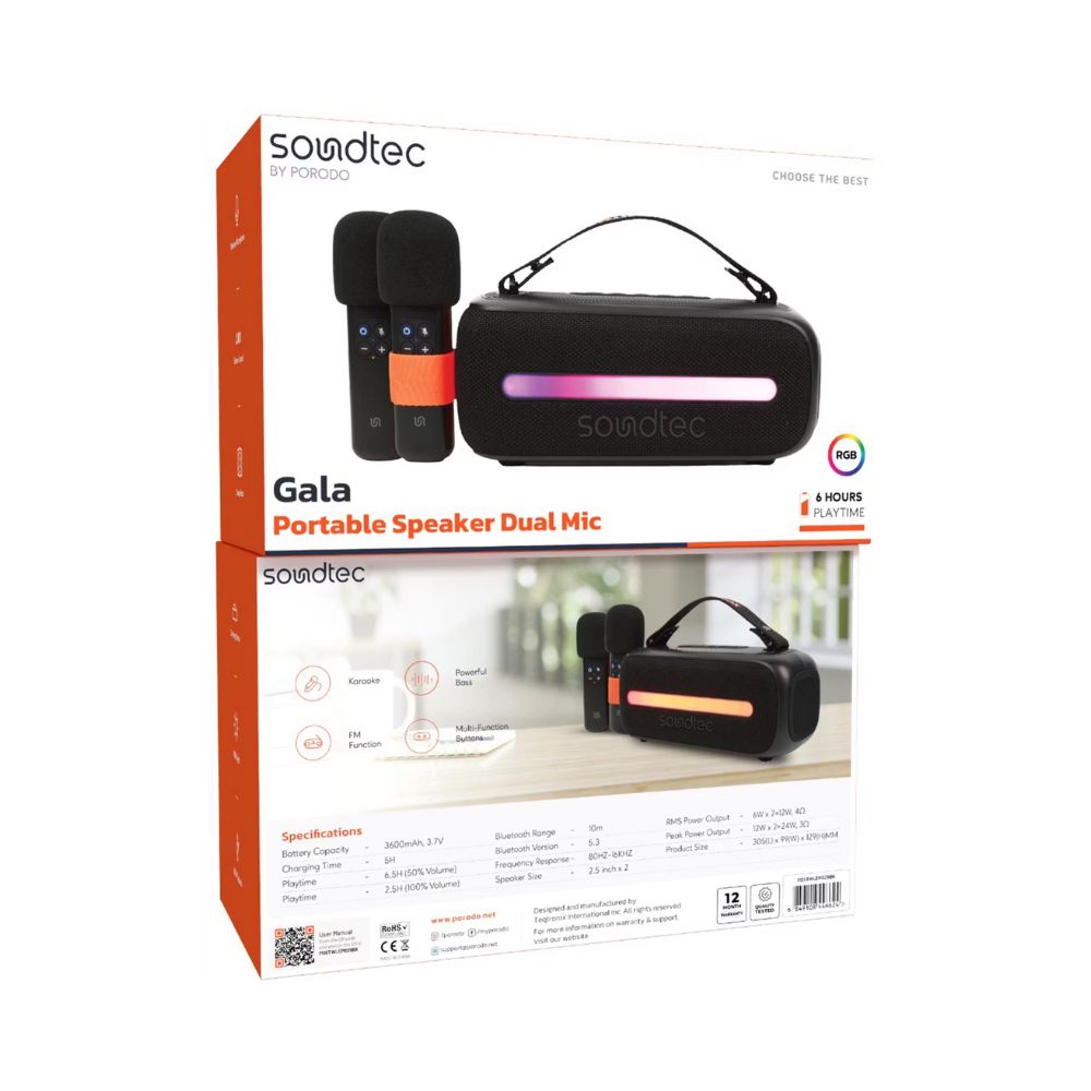 Porodo Soundtec 24W Speaker with 2 Mics
