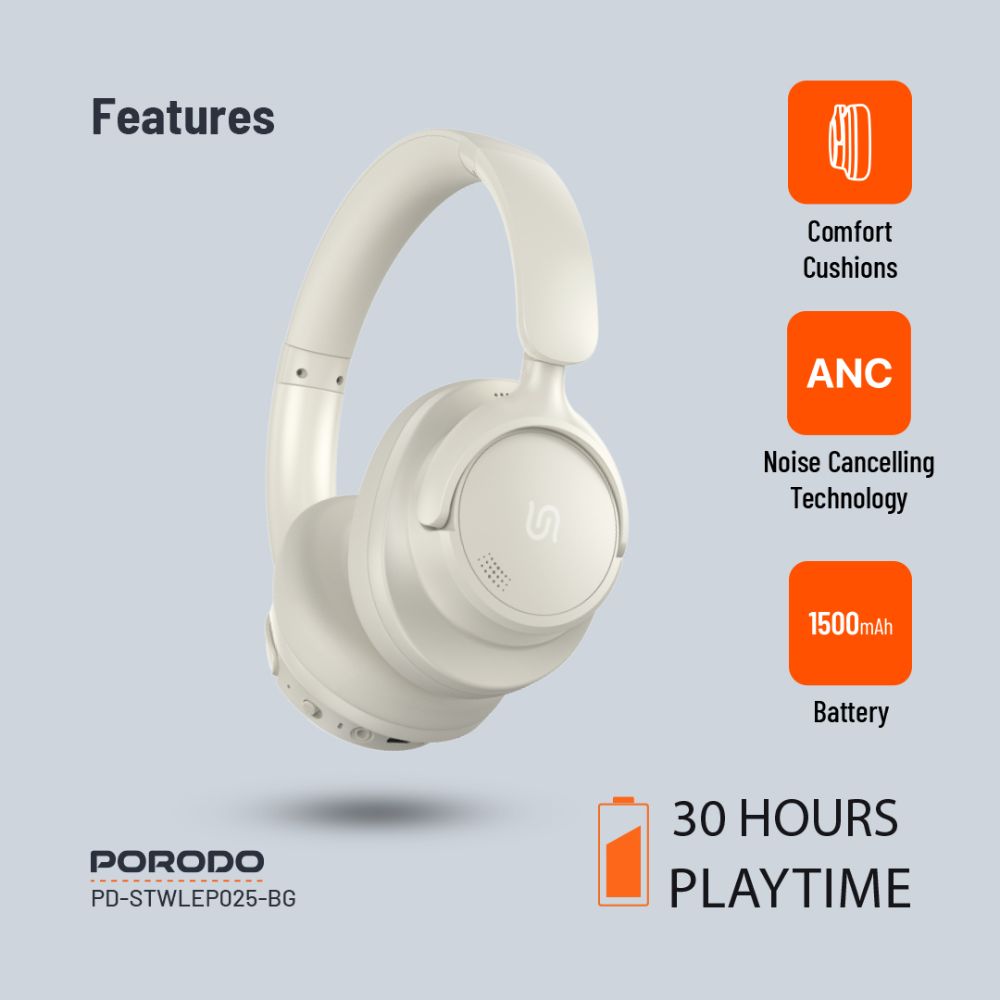 Porodo Soundtec Zen Active Noise-Cancellation Headphone