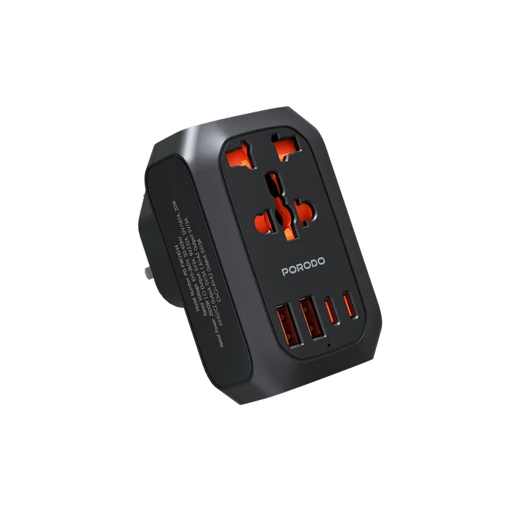 Porodo Universal AC Adapter Multi-Device Charging EU Plug