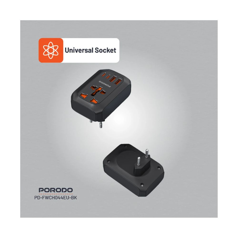 Porodo Universal AC Adapter Multi-Device Charging EU Plug