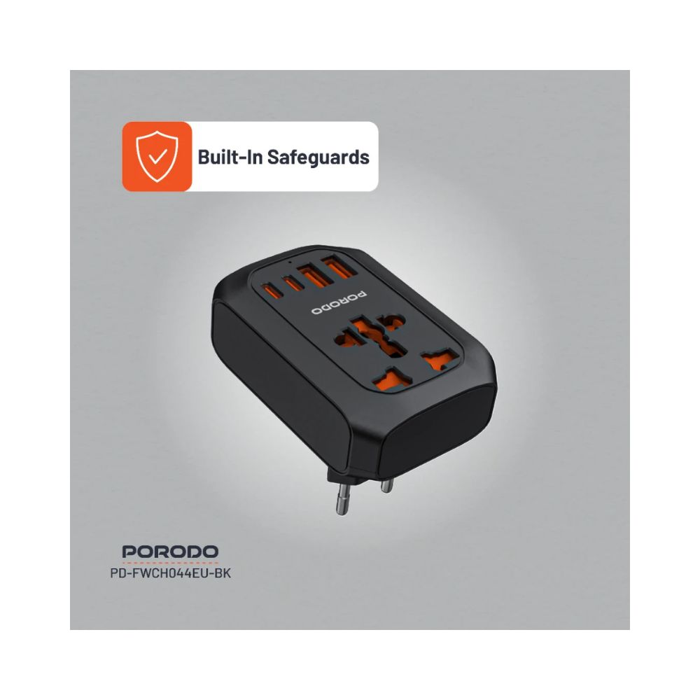 Porodo Universal AC Adapter Multi-Device Charging EU Plug