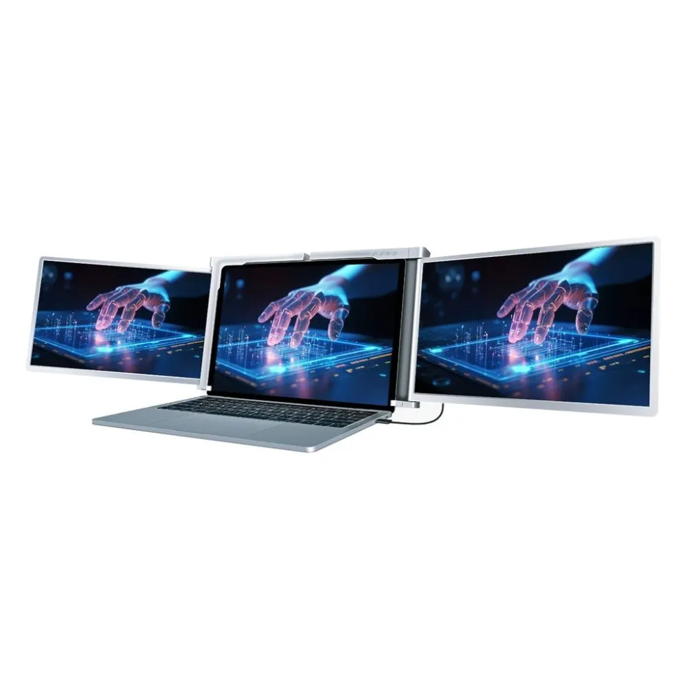 Powerology 13.3″ Dual Screen Portable Monitor – Silver – PDSLM13