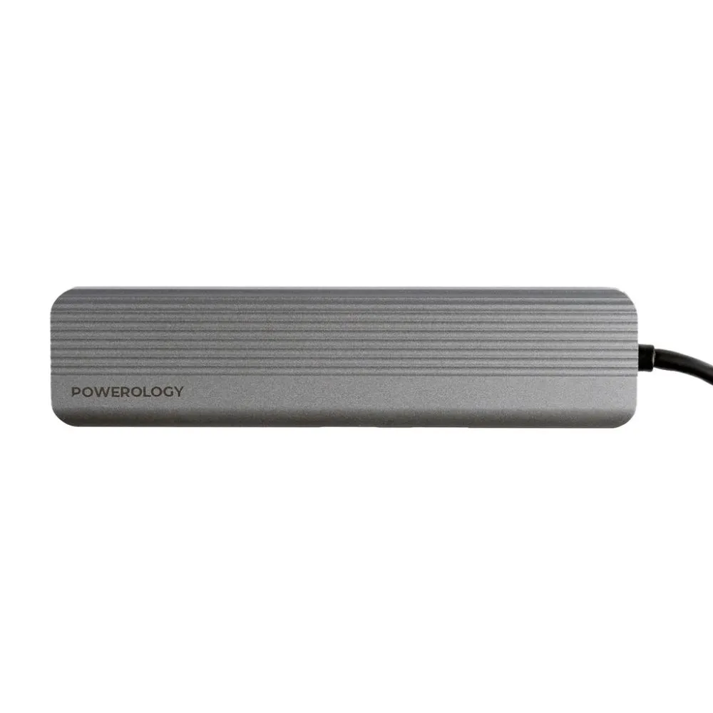 Powerology 6-in-1 Slim 4K HDMI USB-C Hub