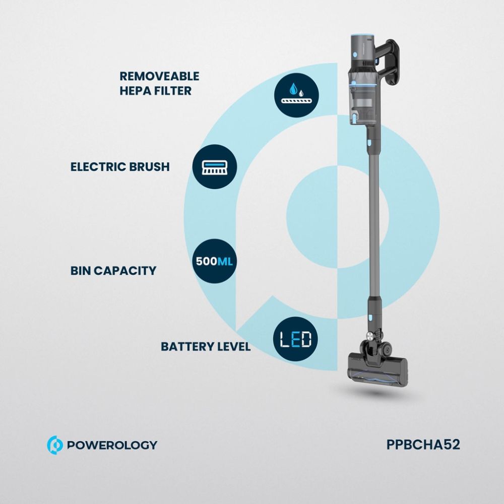 Powerology Cordless Stick Vacuum PPBCHA52 – Black