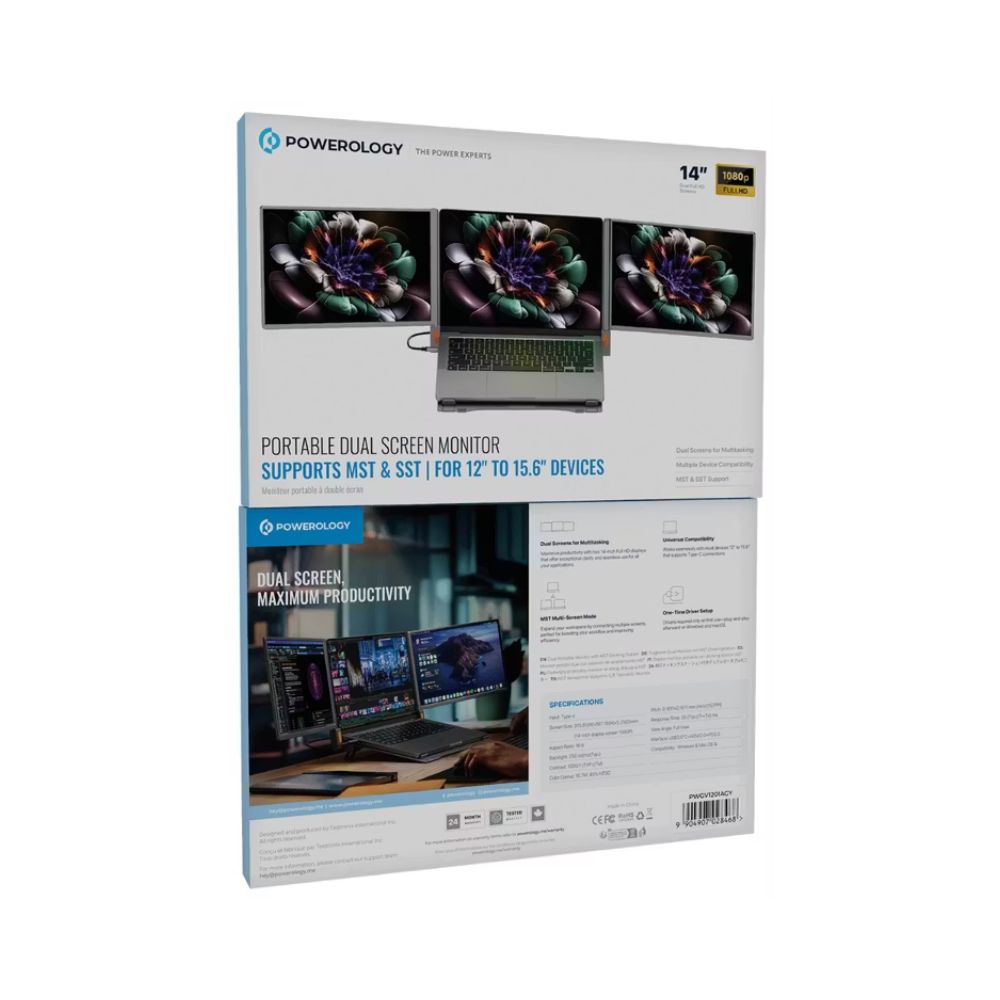 Powerology Dual Portable Docking 14″ FHD - Business Monitor