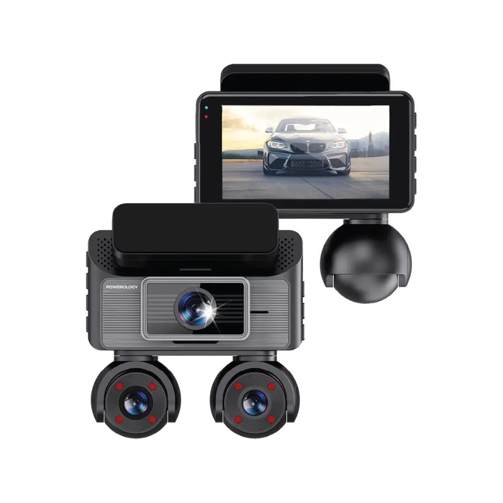 Powerology Sentra Dash Camera with 3 Lenses and Rear Camera