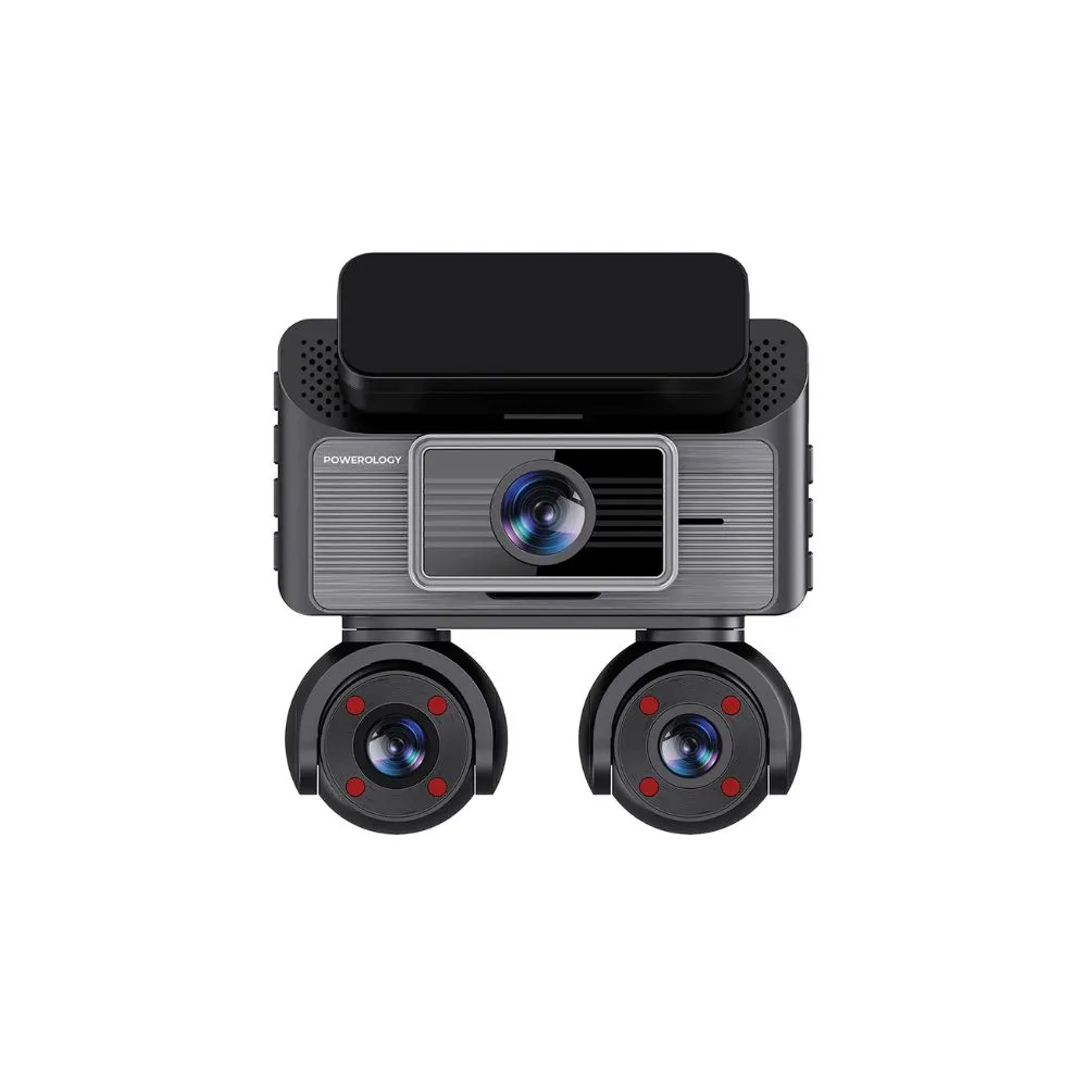 Powerology Sentra Dash Camera with 3 Lenses and Rear Camera