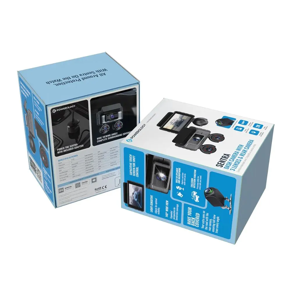 Powerology Sentra Dash Camera with 3 Lenses and Rear Camera