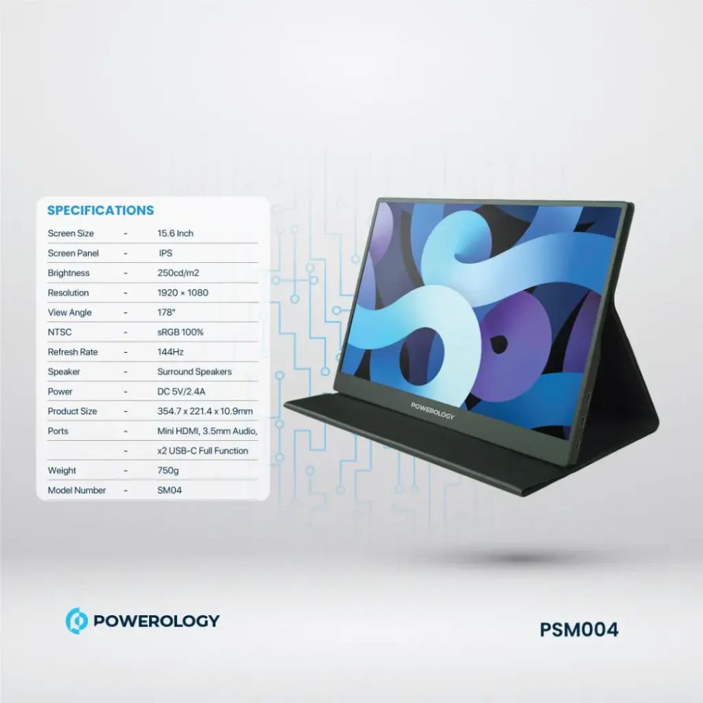 Powerology Ultra-Slim Portable Monitor 144Hz - 15.6″