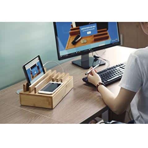 PowerStation Large – Smartphone and Tablet charging station made of wood – Bamboo