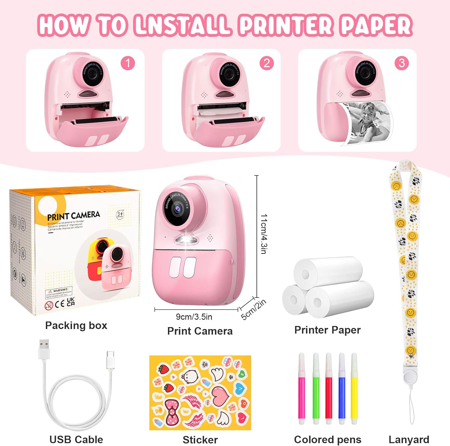 Print Camera D10 HD 1080P Instant Camera for Kids
