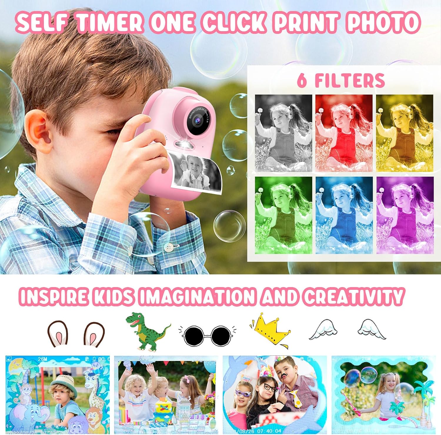 Print Camera D10 HD 1080P Instant Camera for Kids