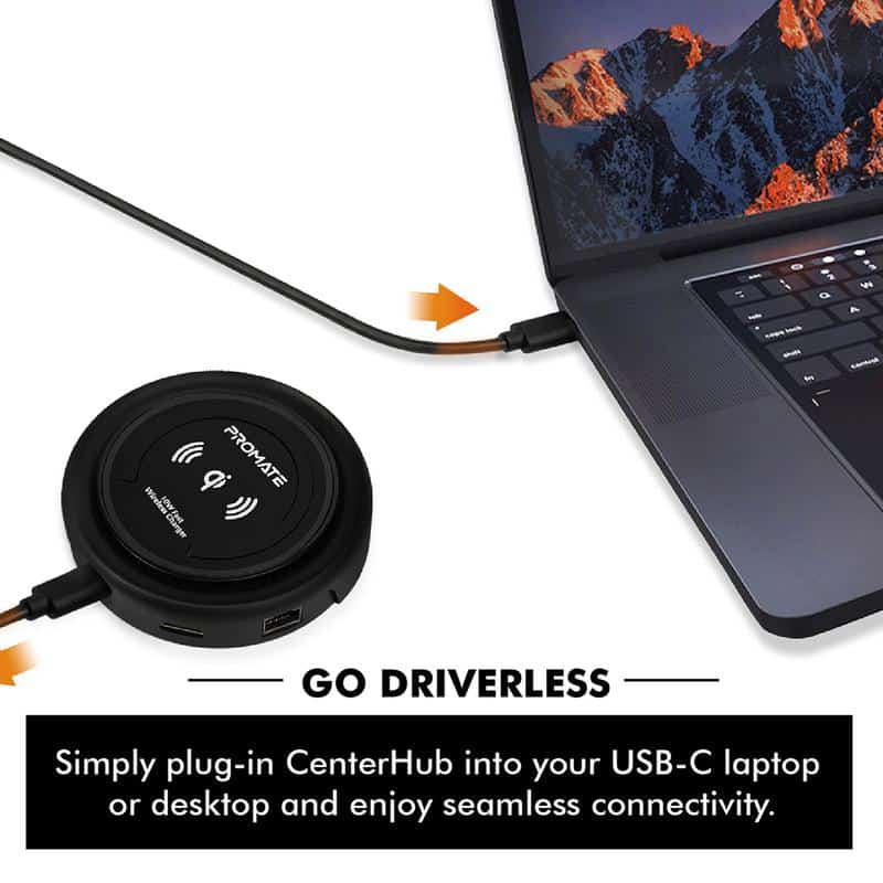 Promate Centerhub All-in-One USB-C™ Hub with 100W