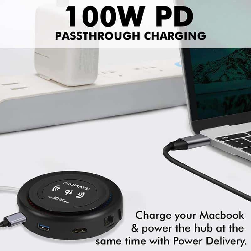 Promate Centerhub All-in-One USB-C™ Hub with 100W