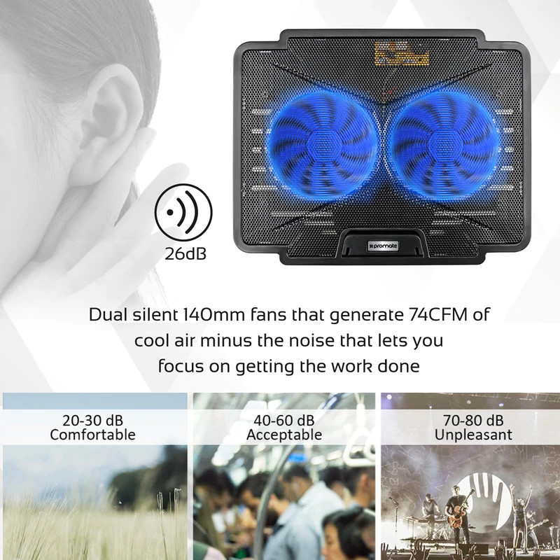Promate Laptop Cooling Pad with Silent Fan Technology | AirBase-1